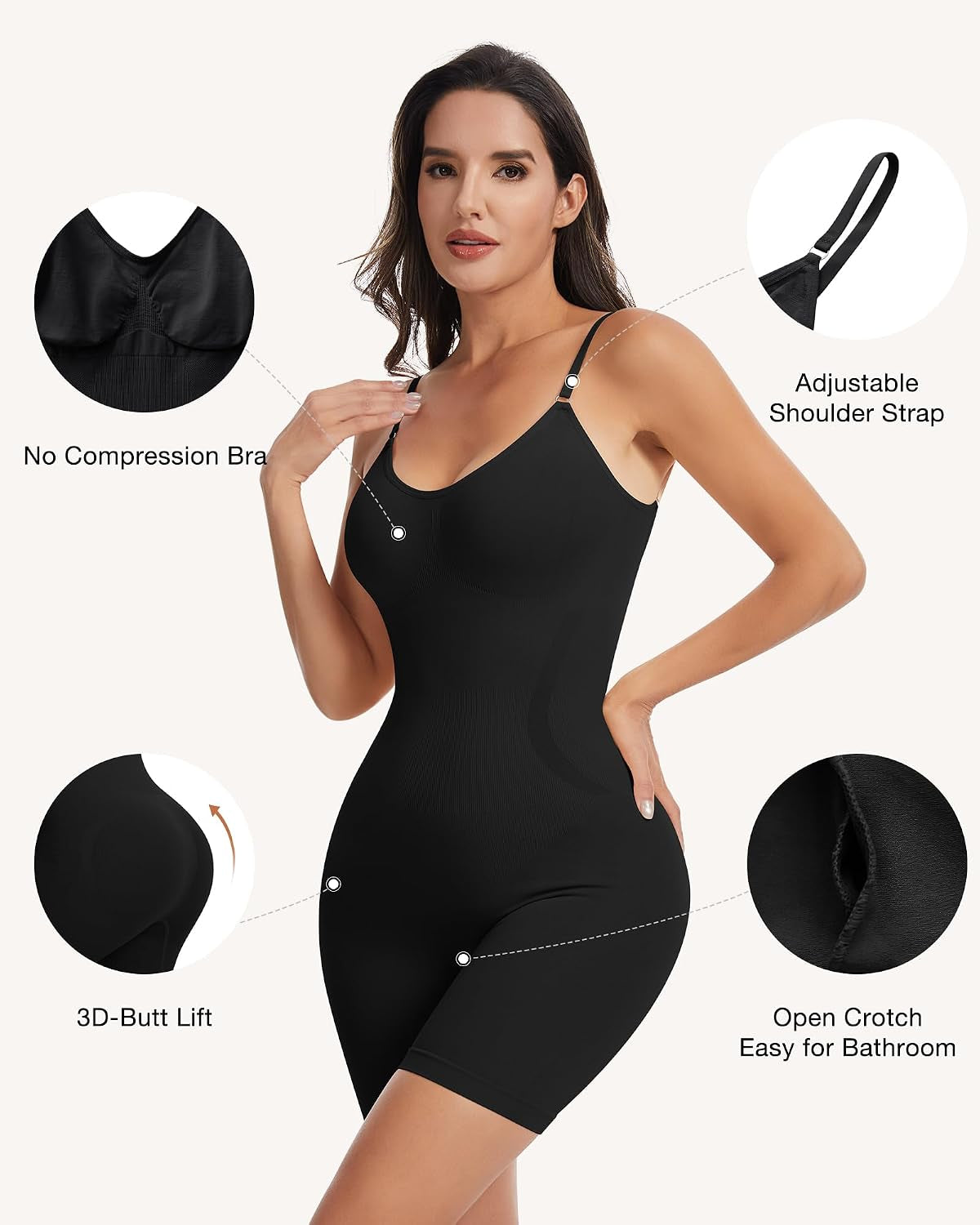 Women Shapewear Tummy Control Bodysuit Seamless Body Shaper Snatched Waist Butt Lifter Sculpting Bodysuits