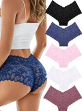 Sexy Women'S Underwear Lace Shorts V Waist Breathable Cheeky Panties Boyshorts Underwear Women 5 Pack