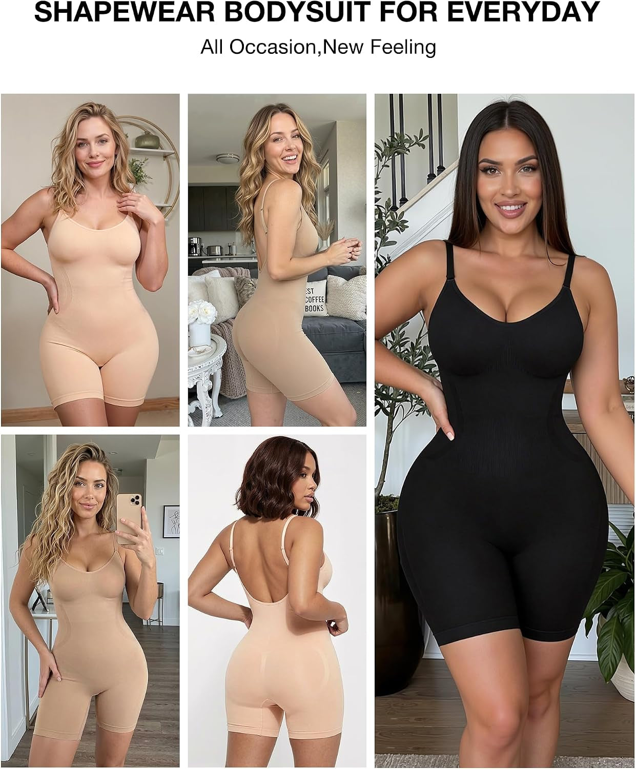 Women Shapewear Tummy Control Bodysuit Seamless Body Shaper Snatched Waist Butt Lifter Sculpting Bodysuits