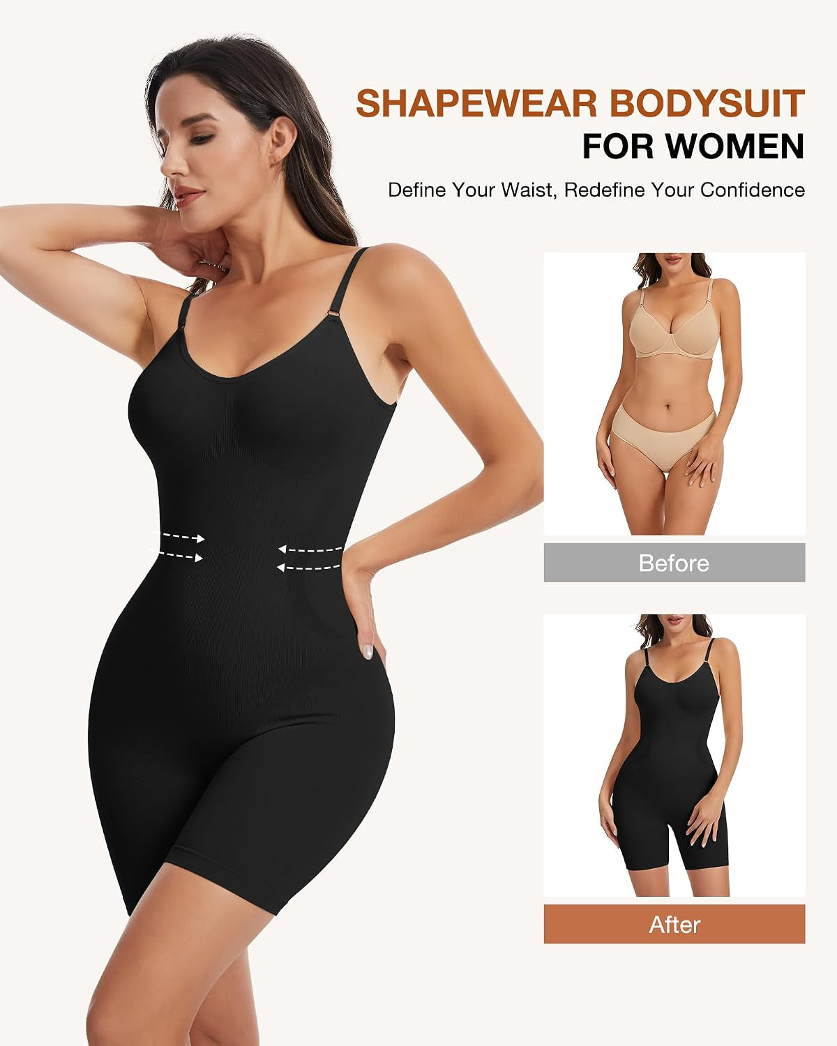 Women Shapewear Tummy Control Bodysuit Seamless Body Shaper Snatched Waist Butt Lifter Sculpting Bodysuits