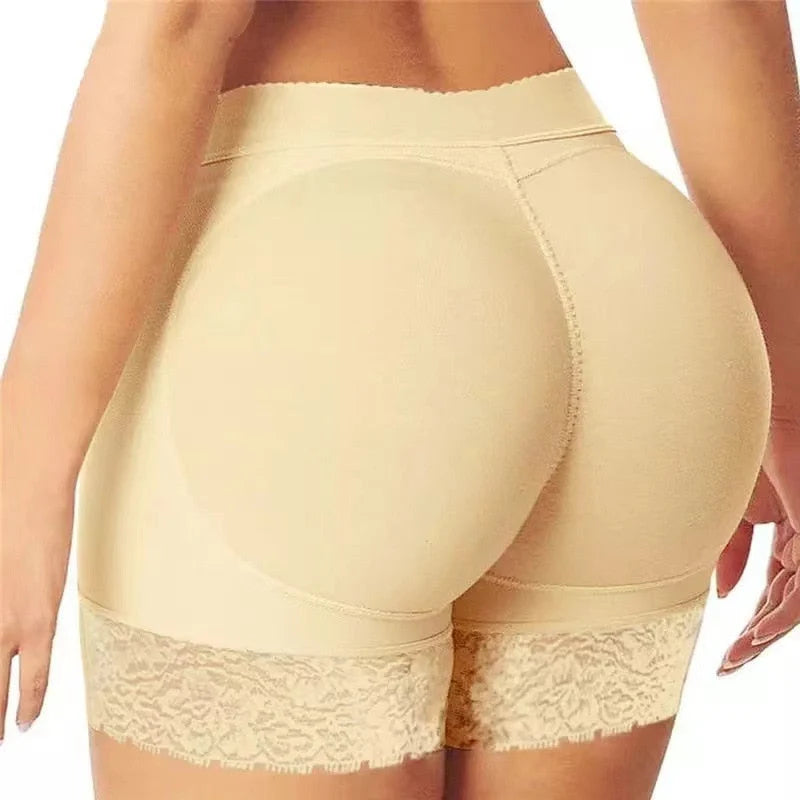 Women’S Padded Shaping Shorts Lace Trim Seamless Lift Underwear